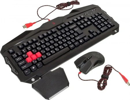 (Q2100/B2100) Клавиатура + мышь A4Tech Bloody Q2100/B2100 (Q210+Q9) клав:черный мышь:черный USB Multimedia Gamer LED