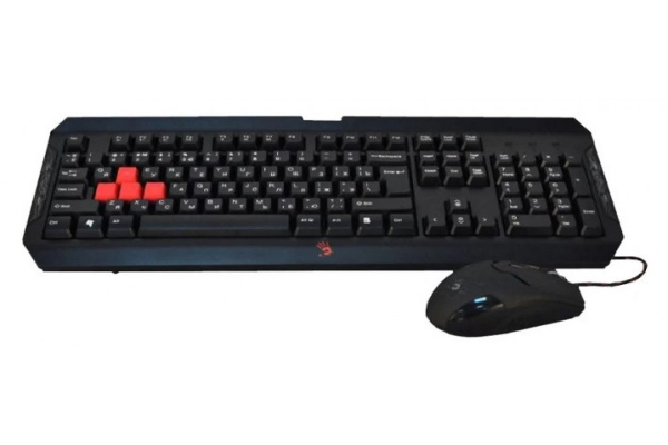 (Q1100) Клавиатура + мышь A4Tech Bloody Q1100 (Q100+S2) клав:черный/красный мышь:черный/красный USB Multimedia