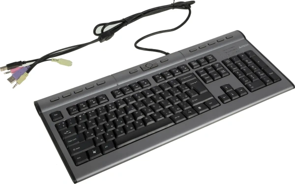 (KLS-7MUU USB) Клавиатура A4Tech KLS-7MUU серебристый/черный USB slim Multimedia