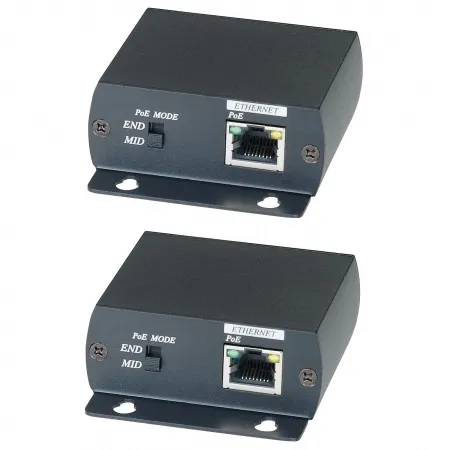 IP01P Комплект (передатчик + приёмник) для передачи сигнала Ethernet и питания (PoE) по коаксиальному кабелю RG6U до 300м