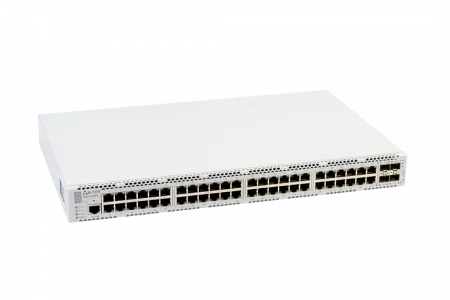 (MES2448B) Ethernet-коммутатор MES2448B, 48 портов 10/100/1000 Base-T, 4 порта 10GBase-R (SFP+)/1000Base-X (SFP), L3, 220V AC, 12V DC
