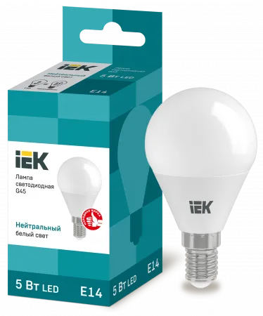 (LLE-G45-5-230-40-E14) Лампа LED G45 шар 5Вт 230В 4000К E14 IEK
