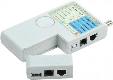 (WH3468) ITK Тестер для витой пары 4в1 RJ45/RJ11/BNC/USB с элем. пит. Индикация сопротивления: Акустический (звуковой); Виды тестирования: Перекрещенн