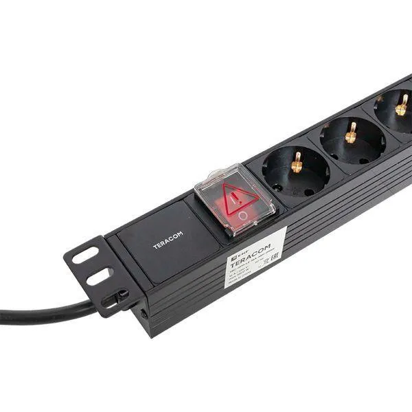 (TRC-HPD-LS-16A-6SH-2MSH) Блок розеток PDU TERACOM 19" 1U 16А/250В 6 розеток Schuko с выключателем шнур питания длиной 2 метра