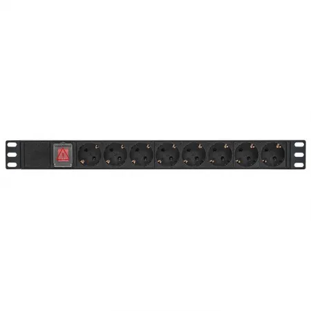 (TRP-HPD-LS-10A-8SH-C14) Блок розеток PDU TERACOM PRO 19" 1U 10А/250В 8 розеток Schuko с выключателем без шнура питания