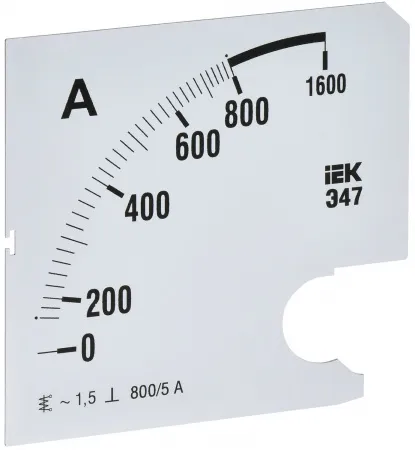 (IPA20D-SC-0800) Шкала сменная для амперметра Э47 800/5А класс точности 1,5 96х96мм IEK