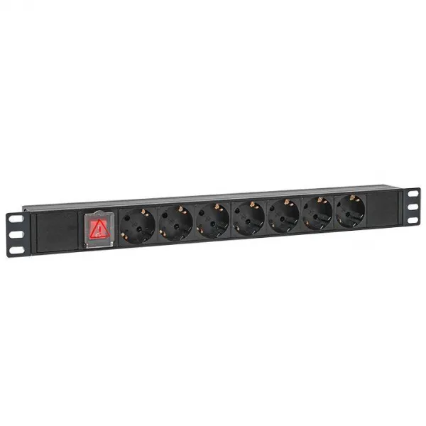 (TRP-HPD-LS-10A-7SH-C14) Блок розеток PDU TERACOM PRO 19" 1U 10А/250В 7 розеток Schuko с выключателем без шнура питания