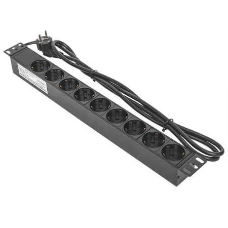 (TRP-HPD-PL-10A-9SH-2MC14) Блок розеток PDU TERACOM PRO 19" 1U 10А/250В 9 розеток Schuko шнур питания длиной 2 метра