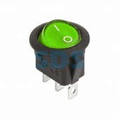 (36-2588) Выключатель клавишный круглый 12V 20А (3с) ON-OFF зеленый  с подсветкой  REXANT