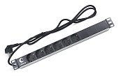 Cabeus PDU-6P-2EU Блок силовых розеток 19", шнур 2м, евровилка (7290c)