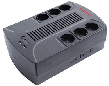 (INFOPDU800) Линейно-интерактивный ИБП (UPS) ДКС серии Info PDU, 800 ВА/480 Вт, 1/1, 6xSchuko, USB для зарядки (2), USB + RJ11, 1x8Aч