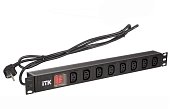 (PH12-8C131) ITK PDU 8 розеток C13 с LED выкл,1U, шнур 2м вилка нем.ст