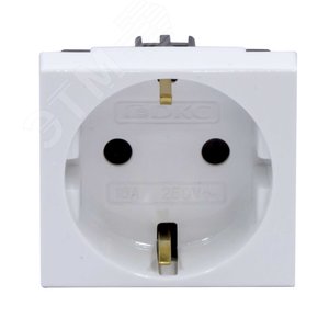 (45005) Розетка силовая 2Р+Е, со шторками, «Viva», 2 мод., цвет белый