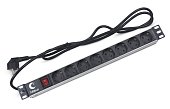 Cabeus PDU-8P-2EU Блок силовых розеток 19", шнур 2м, евровилка (7297c)