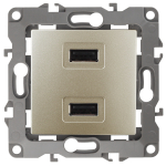12-4110-04 ЭРА Устройство зарядное USB, 230В/5В-2100мА, IP20, Эра12, шампань (6/60/1920) (Б0027494)