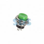 (36-3353) Выключатель-кнопка  металл 250V 3А (2с) (ON)-OFF  Ø16.2  зеленая  REXANT