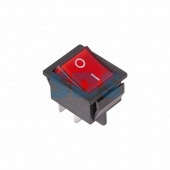 (36-2330) Выключатель клавишный 250V 16А (4с) ON-OFF красный  с подсветкой  REXANT