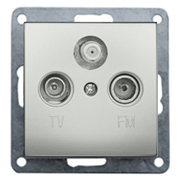 (845203-1) Накладка розетки TV+FM+SAT 2(3) (серебристый металлик) LK80 Экопласт