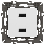 14-4110-01 ЭРА Устройство зарядное USB, 230В/5В-2100мА, IP20, Эра Elegance, белый (6/60/1920) (Б0034358)