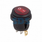 (36-2595) Выключатель клавишный круглый 250V 6А (3с) ON-OFF красный  с подсветкой  ВЛАГОЗАЩИТА  REXANT