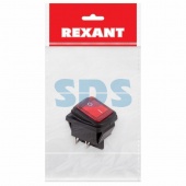 (36-2360-1) Выключатель клавишный 250V 15А (4с) ON-OFF красный  с подсветкой  ВЛАГОЗАЩИТА  (RWB-507)  REXANT Индивидуальная упаковка 1 шт