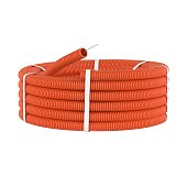 (71932) Труба ПНД гибкая гофр. д.32мм, лёгкая с протяжкой, 25м, цвет оранжевый (25 м/уп)