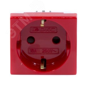 (45015) Розетка силовая 2Р+Е, со шторками, «Viva», 2 мод., красная