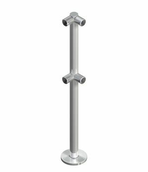 OMA-02.366 (B0) Стойка нержавеющая угловая, 4 муфты 38 мм (А=400 мм)