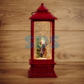 (501-062) Декоративный фонарь с эффектом снегопада и подсветкой "Дед Мороз", ТЕПЛЫЙ БЕЛЫЙ