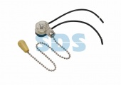 (32-0103) Выключатель для настенного светильника c проводом и деревянным наконечником,  silver  REXANT