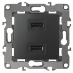 12-4110-05 ЭРА Устройство зарядное USB, 230В/5В-2100мА, IP20, Эра12, антрацит (6/60/1920) (Б0027495)