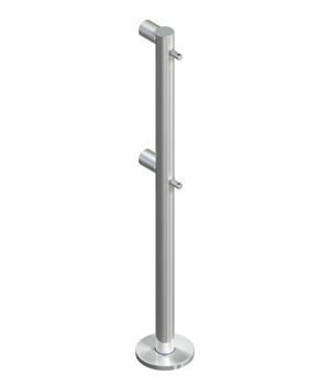 OMA-02.566 (C0) Стойка нержавеющая проходная, 2 муфты 38 мм, 2 шарнира (А=400 мм)