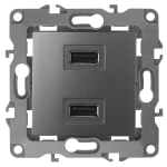 12-4110-12 ЭРА Устройство зарядное USB, 230В/5В-2100мА, IP20, Эра12, графит (6/60/1920) (Б0027497)