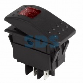 (36-4460) Выключатель клавишный 12V 35А (4с) ON-OFF красный  с подсветкой  REXANT