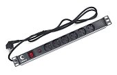 Cabeus PDU-6P-F-2EU Блок силовых розеток 19", шнур 2м, евровилка (7296c)