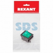 (36-2332-1) Выключатель клавишный 250V 16А (4с) ON-OFF зеленый  с подсветкой (RWB-502, SC-767, IRS-201-1)  REXANT Индивидуальная упаковка 1 шт