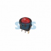 (36-2530) Выключатель клавишный круглый 250V 3А (3с) ON-OFF красный  с подсветкой  Micro  REXANT
