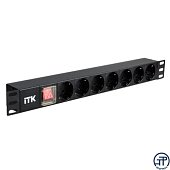 (PH12-7D3) ITK PDU 7 розеток нем. ст, с LED выкл, 1U, без шнура, вх. С14