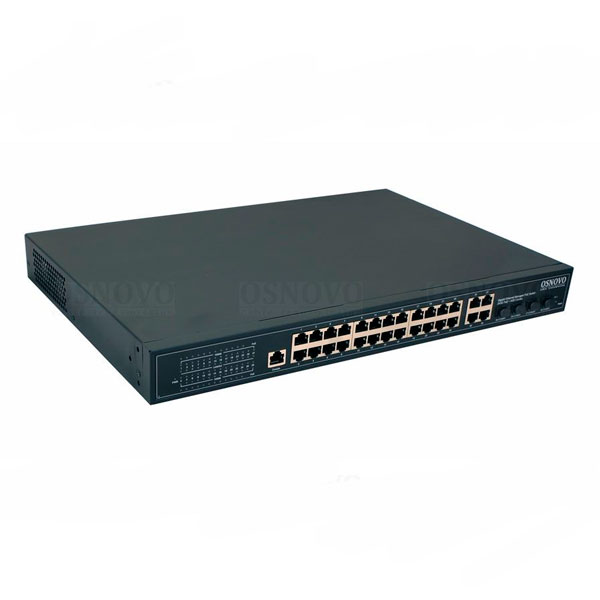 SW-8244/LST(370W) Управляемый L2+ стекируемый PoE коммутатор Gigabit Ethernet на 24 RJ45 PoE + 4 x SFP uplink порта