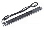 Cabeus PDU-6P-2IEC Блок силовых розеток 19", шнур 2м с вилкой IEC 320 (7289c)