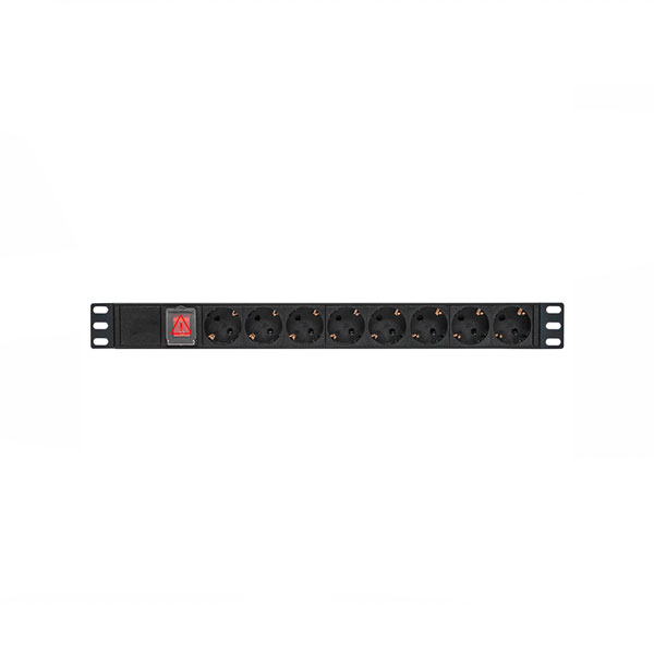 (TRP-HPD-LS-16A-8SH-2MSH) Блок розеток PDU TERACOM PRO 19" 1U 16А/250В 8 розеток Schuko с выключателем шнур питания длиной 2 метра