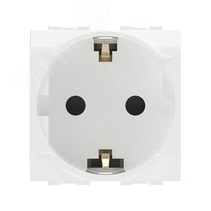 (76482B) Электрическая розетка  с заземлением, со шторками, белая, 2мод. (10 шт/уп)