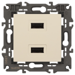 14-4110-02 ЭРА Устройство зарядное USB, 230В/5В-2100мА, IP20, Эра Elegance, сл.кость (6/60/1920) (Б0034359)