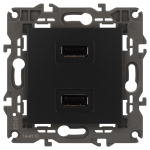 14-4110-05 ЭРА Устройство зарядное USB, 230В/5В-2100мА, IP20, Эра Elegance, антрацит (6/60/1920) (Б0034373)