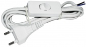 (WUP20-02-K01) Шнур УШ-1КВ опрессованный с вилкой со встроенным выключателем 2х0,75/2метра, белый ИЭК