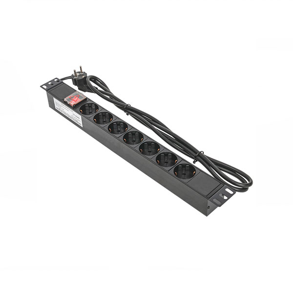 (TRC-HPD-LS-16A-7SH-2MSH) Блок розеток PDU TERACOM 19" 1U 16А/250В 7 розеток Schuko с выключателем шнур питания длиной 2 метра