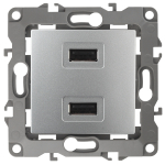 12-4110-03 ЭРА Устройство зарядное USB, 230В/5В-2100мА, IP20, Эра12, алюминий (6/60/1920) (Б0027493)
