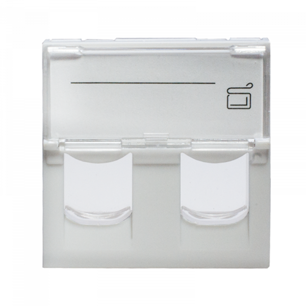 (10-0302-1) Лицевая панель 2 порта (45х45, Keystone, шторки, откидное маркировочное окно) (DIY)