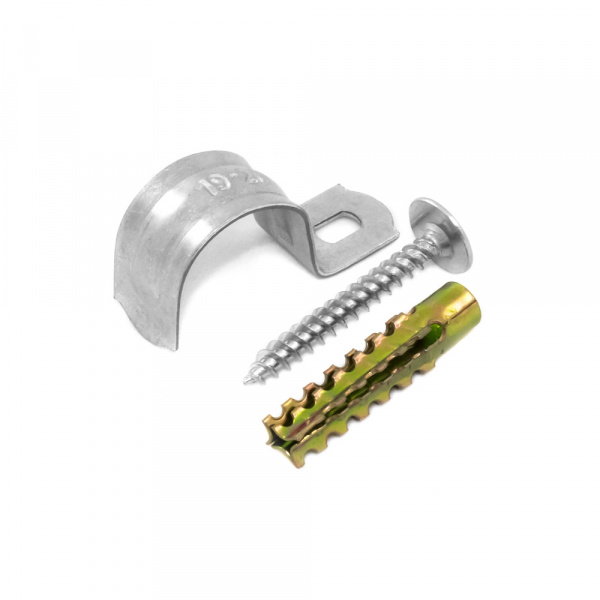 Комплекты для крепления ОКЛ с использованием самореза, дюбеля и скобы СМО d25-26 мм (100 шт) Промрукав (PR08.4998)