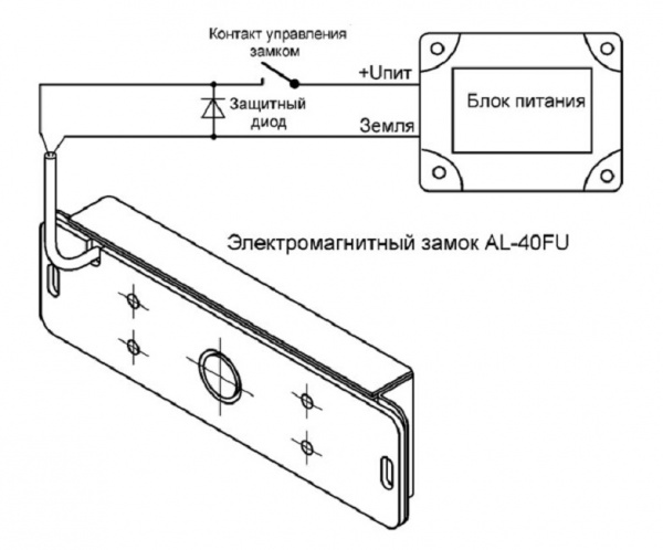 Aler AL-40FU Замок электромагнитный (серый)